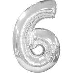 Silver Number 6 (Six) 38″ Balloon