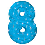 Number 8 - Blue Sparkle 38″ Balloon