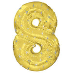 Number 8 - Gold Sparkle 38″ Balloon