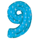 Number 9 - Blue Sparkle 38″ Balloon