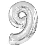 Silver Number 9 (Nine) 38″ Balloon