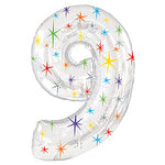 Number 9 - Multi-colored Sparkle 38″ Balloon