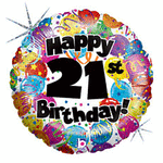 Happy 21st Birthday Holographic 18″ Foil Balloon by Betallic from Instaballoons
