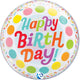 Happy Birthday Cake Colorful Dots 22″ Bubble Balloon