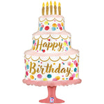 Happy Birthday Cake Pink 33″ Foil Balloon by Betallic from Instaballoons