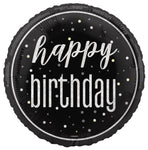 Happy Birthday Glitz Black 18″ Foil Balloon by Unique from Instaballoons