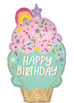 Happy Birthday Ice Cream Cone 29″ Foil Balloon by Anagram from Instaballoons