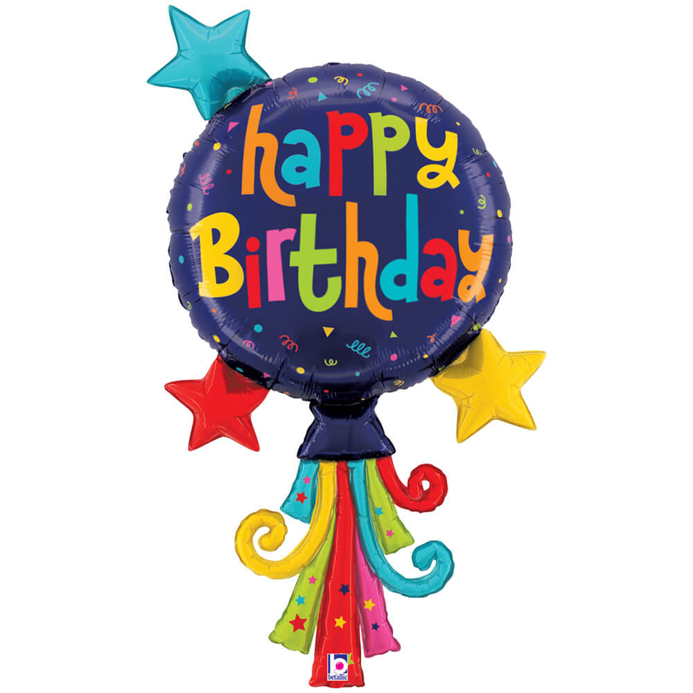 40 inch Birthday Streamers Balloon, image size:1000x1000