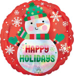 Happy Holidays Iridescent Snowman 18″ Foil Balloon by Anagram from Instaballoons