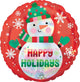 Happy Holidays Iridescent Snowman 18″ Balloon