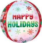 Happy Holidays Shimmering Snowman Orbz 16″ Foil Balloon by Anagram from Instaballoons