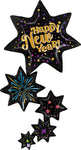 Happy New Year Burst Stars 72″ Foil Balloon by Betallic from Instaballoons