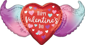 Happy Valentine's Day Winged Heart 39″ Foil Balloon by Anagram from Instaballoons
