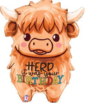 Herd It Was Your Birthday Cow 27″ Foil Balloon by Betallic from Instaballoons