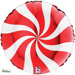Swirly White & Red 18"  Foil Balloon