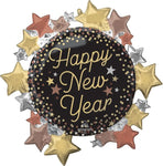 Luxe Happy New Year Stars 30″ Foil Balloon by Anagram from Instaballoons