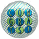 Congrats Blue Green Stripe 18" Foil