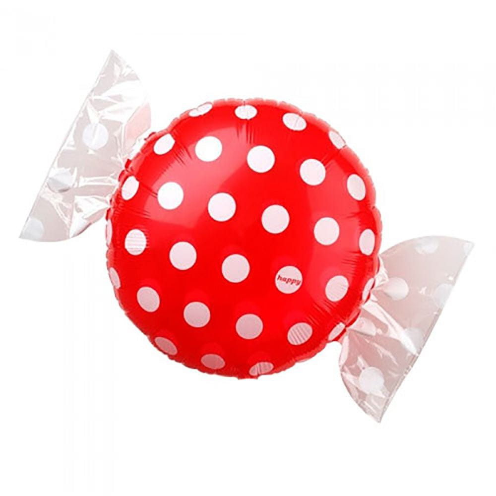 Candy Image W Rapper Candy W/ Wrapper Ends - Red W/ White Polka Dots 18″ Balloon ...