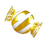 Peppermint Candy W/ Wrapper Ends - Gold/ White Stripes 18″ Balloon