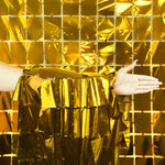 3Ft X 6.5Ft Foil Squares Curtain - Metallic Gold