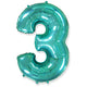 Number 3 - Teal Blue 42″ Balloon