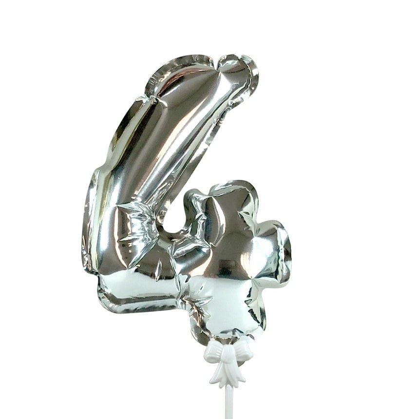 Self-inflating Number 4 - Silver 7″ Balloon – instaballoons Wholesale