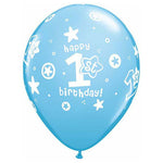 1st Birthday Circle Stars - Boy 11″ Latex Balloons (50 count)