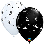 6-point Stars & Confetti - White & Onyx Black 50 Count 11″ Latex Balloons (50 count)