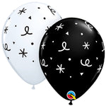 6-point Stars & Confetti - White & Onyx Black 11″ Latex Balloons (6 count)