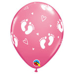 Baby Footprints - Rose 11″ Latex Balloons (6 count)