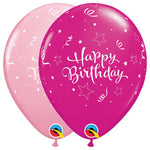 Birthday Shining Star - Pink & Wild Berry 11″ Latex Balloons (50 count)
