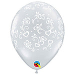 Dainty Hearts-a-round - Diamond Clear 11″ Latex Balloons (6 count)