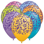 Damask Print - Contempory Assortment W/ Purple Ink 11″ Latex Balloons (50 count)