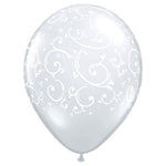 Filigree & Hearts-a-round - Diamond Clear 11″ Latex Balloons (50 count)