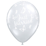 Just Married Butterflies-a-round 11″ Latex Balloons (6 count)