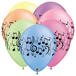 Neon Music Notes Wrap 11″ Latex Balloons (6 count)