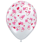 Red & Pink Hearts - Diamond Clear 11″ Latex Balloons (50 count)
