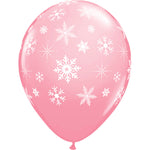 Snowflakes-a- Round - Pink 11″ Latex Balloons (6 count)