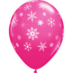 Snowflakes-a-round - Wild Berry 11″ Latex Balloons (6 count)