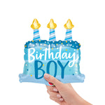 Birthday Boy Cake & Candles Mini Shape (air-fill Only) 14″ Balloon
