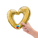 Mini Open Marble Heart Gold (air-fill Only) 14″ Balloon