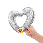 Mini Open Marble Heart Silver (air-fill Only) 14″ Balloon