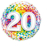 20 Rainbow Confetti 18″ Balloon