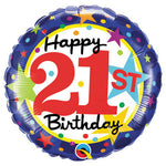 21st Birthday Stars 18″ Balloon