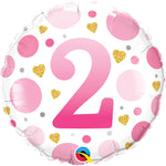 Age 2 Pink Dots 18″ Balloon