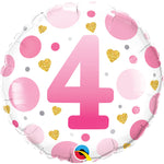 Age 4 Pink Dots 18″ Balloon