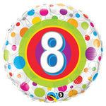 Age 8 Colorful Dots 18″ Balloon