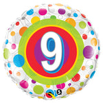 Age 9 Colorful Dots 18″ Balloon