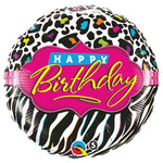 Birthday Leopard Zebra Patterns 18″ Balloon