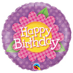 Birthday Pink Daisy Plaid 18″ Balloon